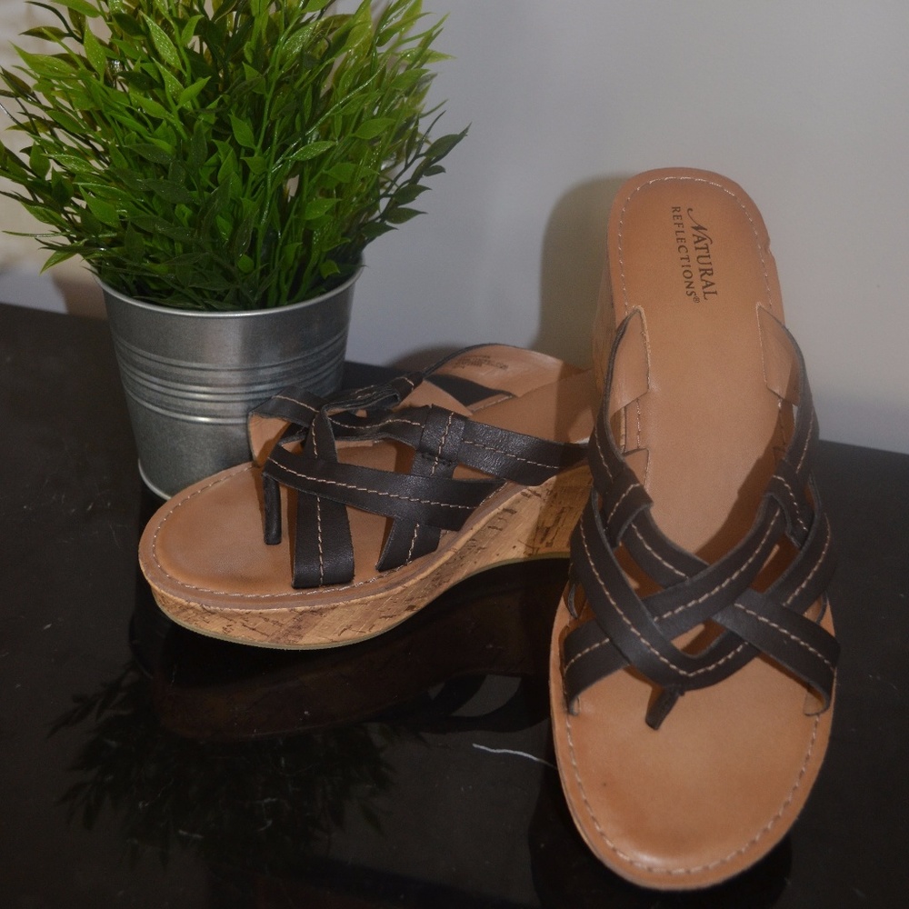 🌟Final🌟Leather wedged sandals